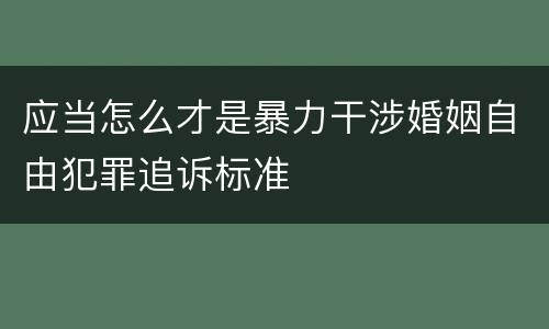 应当怎么才是暴力干涉婚姻自由犯罪追诉标准