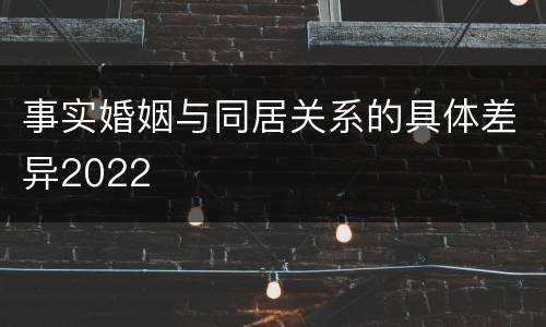 事实婚姻与同居关系的具体差异2022