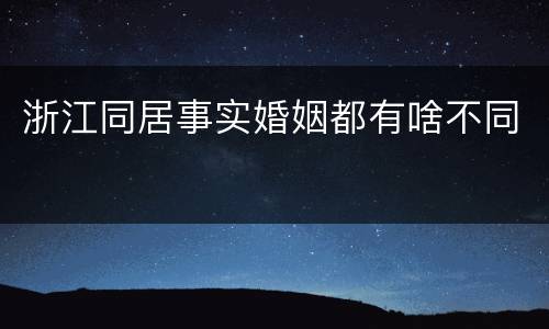浙江同居事实婚姻都有啥不同