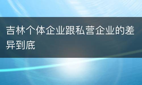 吉林个体企业跟私营企业的差异到底