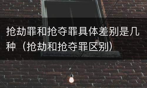 抢劫罪和抢夺罪具体差别是几种（抢劫和抢夺罪区别）