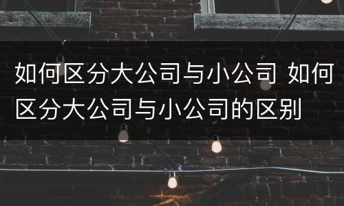 如何区分大公司与小公司 如何区分大公司与小公司的区别