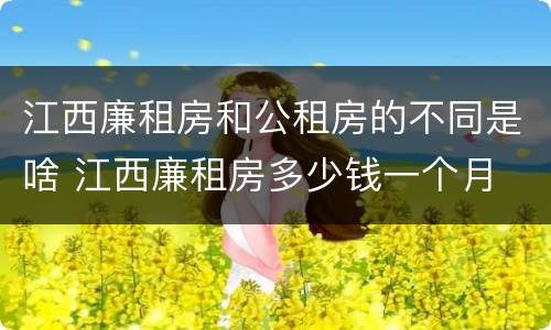 江西廉租房和公租房的不同是啥 江西廉租房多少钱一个月