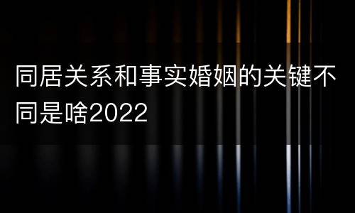 同居关系和事实婚姻的关键不同是啥2022