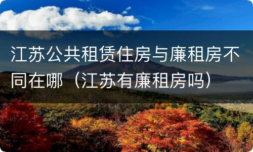 江苏公共租赁住房与廉租房不同在哪（江苏有廉租房吗）