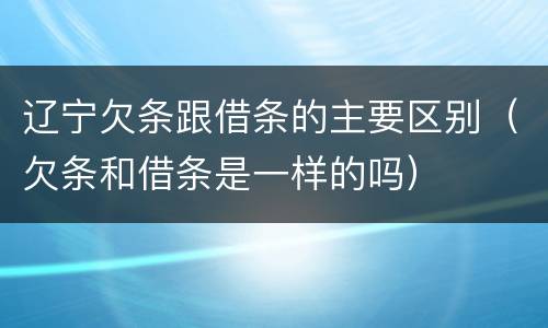 辽宁欠条跟借条的主要区别（欠条和借条是一样的吗）