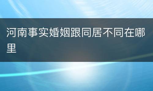 河南事实婚姻跟同居不同在哪里