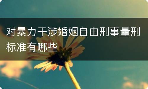 对暴力干涉婚姻自由刑事量刑标准有哪些