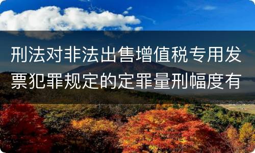 刑法对非法出售增值税专用发票犯罪规定的定罪量刑幅度有哪些