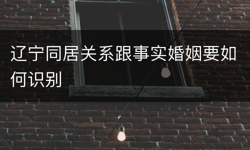 辽宁同居关系跟事实婚姻要如何识别