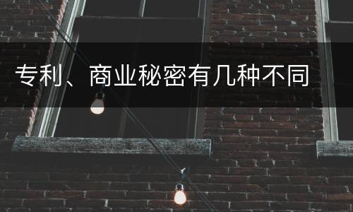 专利、商业秘密有几种不同
