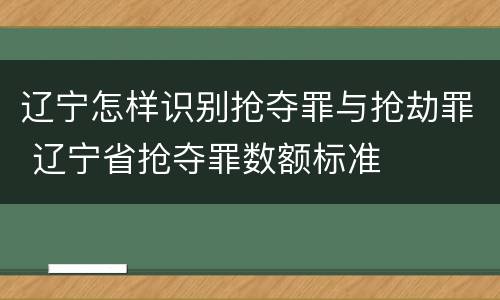 辽宁怎样识别抢夺罪与抢劫罪 辽宁省抢夺罪数额标准