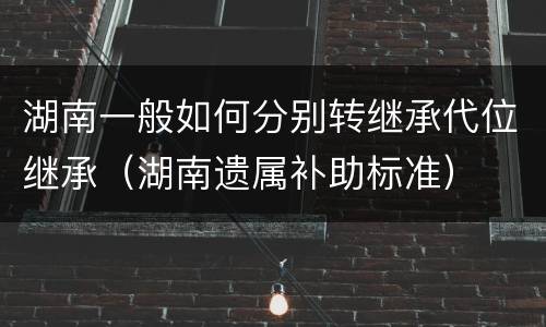湖南一般如何分别转继承代位继承（湖南遗属补助标准）