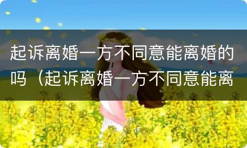 起诉离婚一方不同意能离婚的吗（起诉离婚一方不同意能离婚的吗法院）