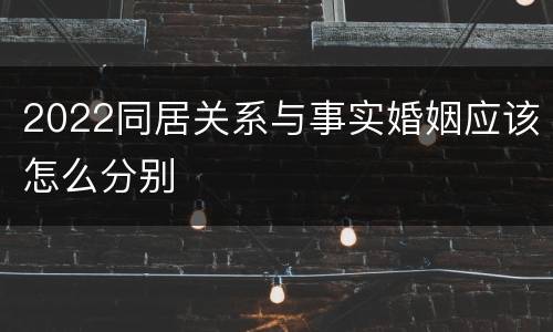 2022同居关系与事实婚姻应该怎么分别