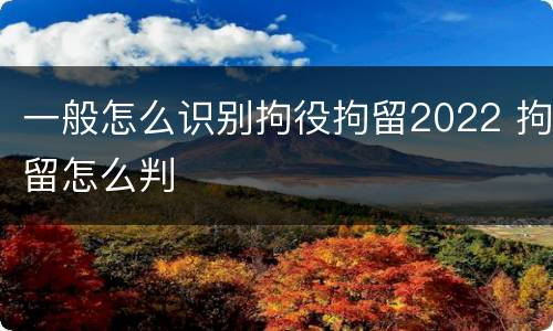 一般怎么识别拘役拘留2022 拘留怎么判