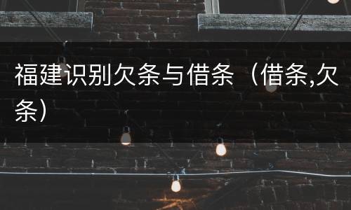 福建识别欠条与借条（借条,欠条）