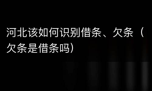 河北该如何识别借条、欠条（欠条是借条吗）