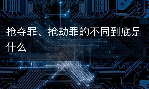 抢夺罪、抢劫罪的不同到底是什么
