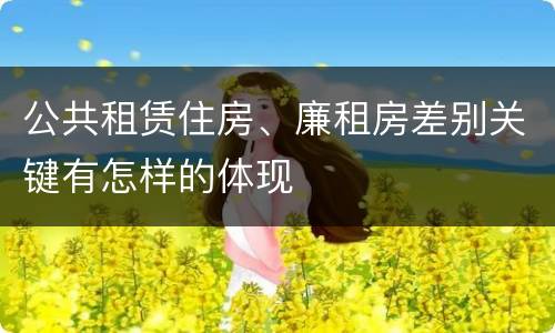 公共租赁住房、廉租房差别关键有怎样的体现