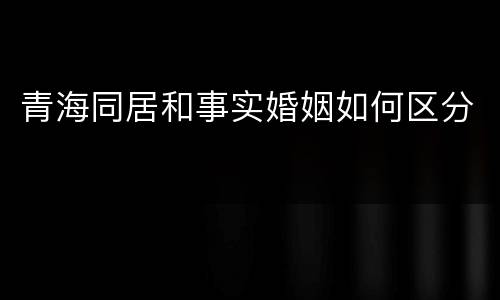 青海同居和事实婚姻如何区分