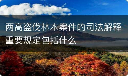 两高盗伐林木案件的司法解释重要规定包括什么