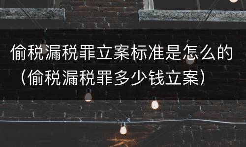 偷税漏税罪立案标准是怎么的（偷税漏税罪多少钱立案）