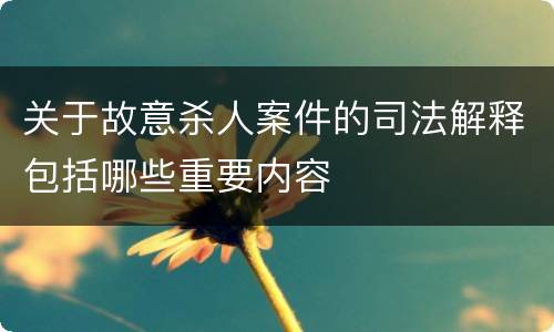 关于故意杀人案件的司法解释包括哪些重要内容