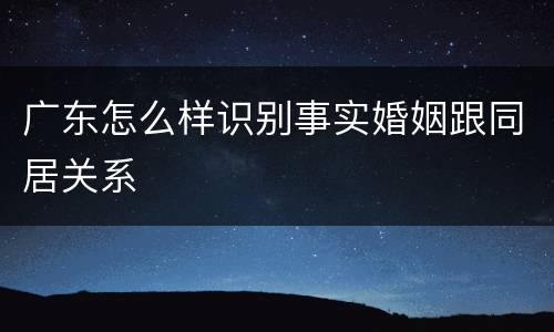 广东怎么样识别事实婚姻跟同居关系
