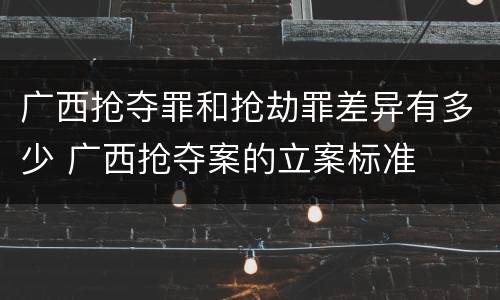 广西抢夺罪和抢劫罪差异有多少 广西抢夺案的立案标准