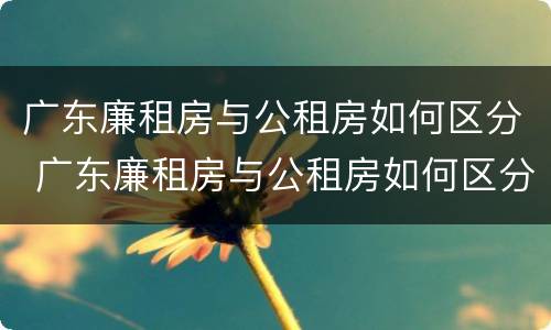 广东廉租房与公租房如何区分 广东廉租房与公租房如何区分的
