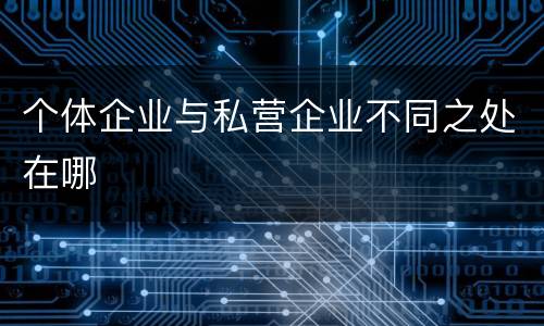 个体企业与私营企业不同之处在哪
