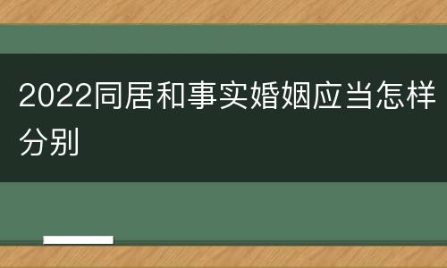 2022同居和事实婚姻应当怎样分别