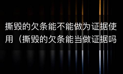 撕毁的欠条能不能做为证据使用（撕毁的欠条能当做证据吗）