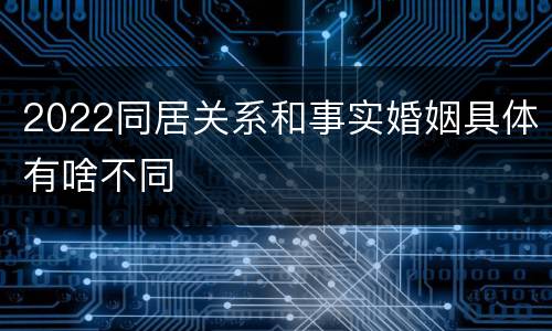 2022同居关系和事实婚姻具体有啥不同