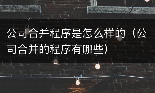 公司合并程序是怎么样的（公司合并的程序有哪些）