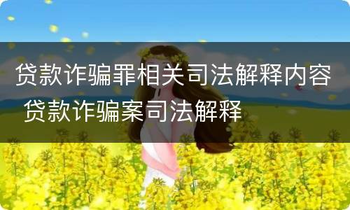 贷款诈骗罪相关司法解释内容 贷款诈骗案司法解释