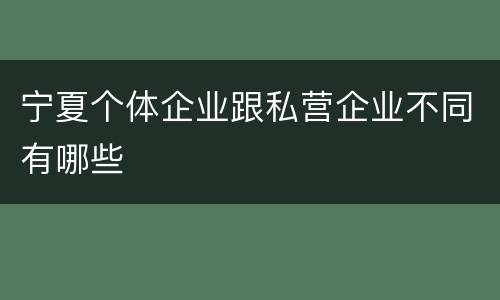 宁夏个体企业跟私营企业不同有哪些