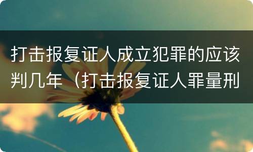 打击报复证人成立犯罪的应该判几年（打击报复证人罪量刑）