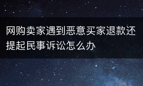 网购卖家遇到恶意买家退款还提起民事诉讼怎么办