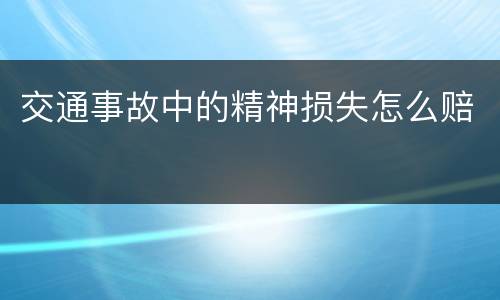 交通事故中的精神损失怎么赔