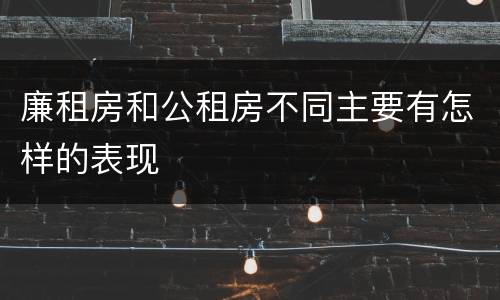廉租房和公租房不同主要有怎样的表现