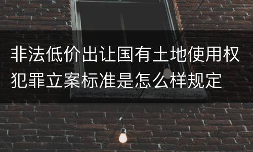非法低价出让国有土地使用权犯罪立案标准是怎么样规定