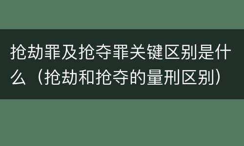 抢劫罪及抢夺罪关键区别是什么（抢劫和抢夺的量刑区别）