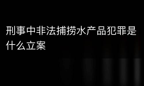 刑事中非法捕捞水产品犯罪是什么立案