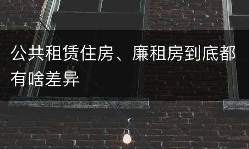 公共租赁住房、廉租房到底都有啥差异