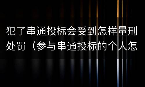犯了串通投标会受到怎样量刑处罚（参与串通投标的个人怎样判刑）