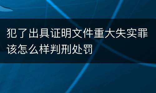 犯了出具证明文件重大失实罪该怎么样判刑处罚