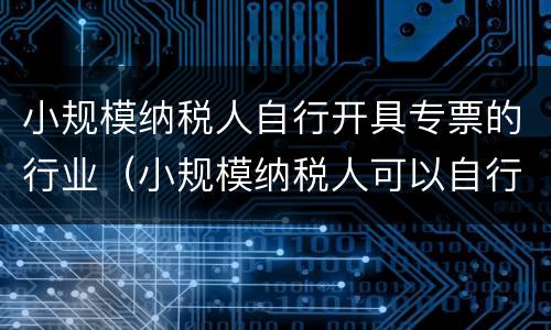 小规模纳税人自行开具专票的行业（小规模纳税人可以自行开具专票的行业）