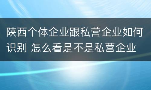 陕西个体企业跟私营企业如何识别 怎么看是不是私营企业